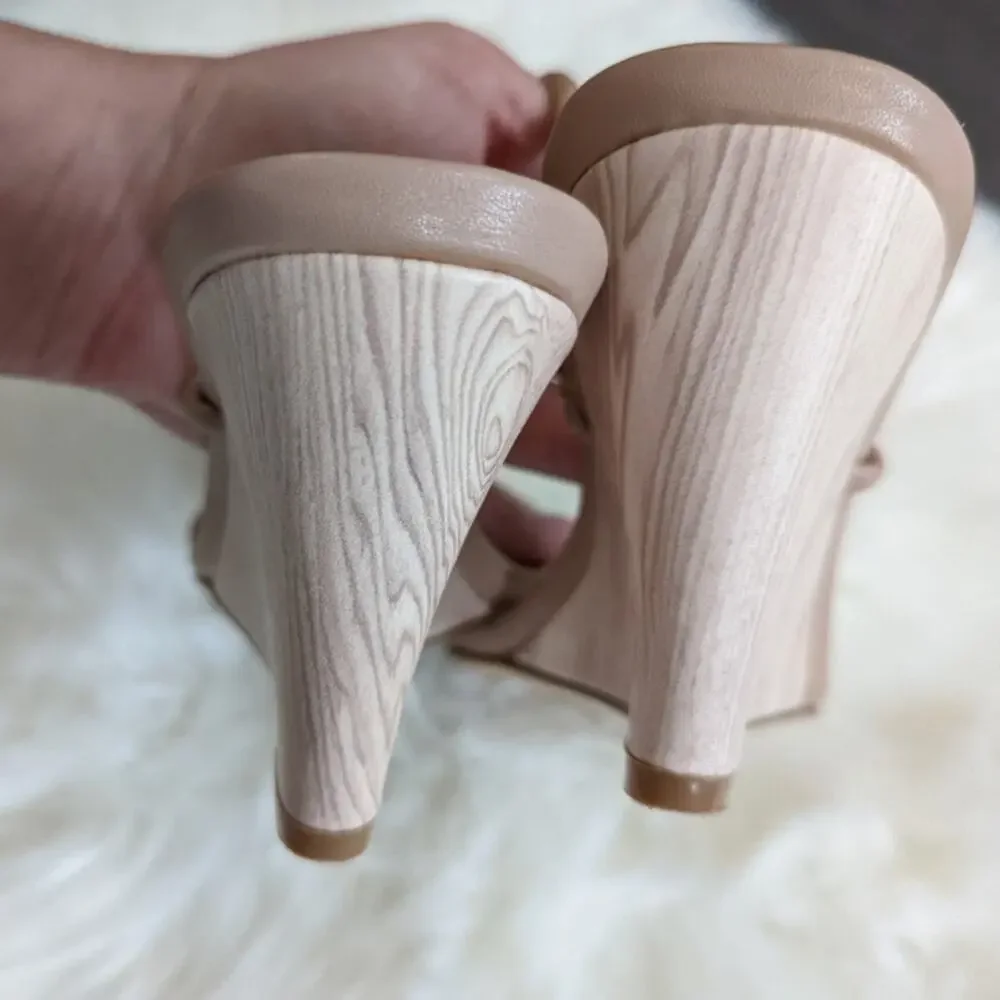 Shein light tan sandal wedges sz 38/ 7 New